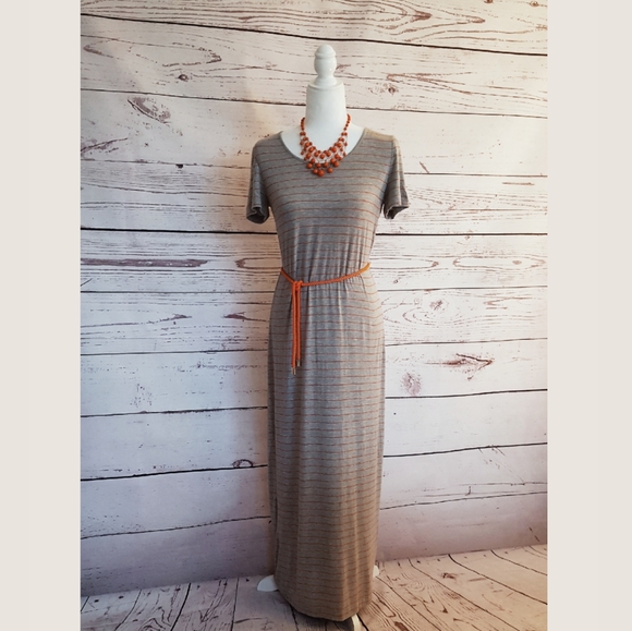 Calvin Klein grey/orange striped Maxi Dress - Picture 4 of 8
